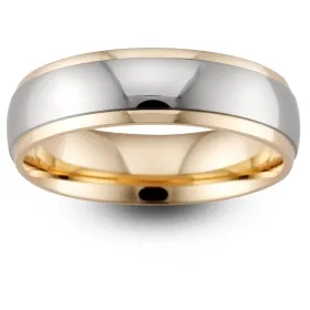 BiMetal Soft Court - Wide Centred Stripe Wedding Ring 